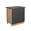 SPÜLENUNTERSCHRANK Fame-Line Anthrazit-Gold 80 cm mit Regal AP Anthrazit - Anthrazit/Eiche Wotan, Holzwerkstoff (80/82/60cm) - Vicco