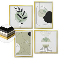 WANDBILDER 4er Set - 50x50 cm & 40x60 cm Goldrahmen - Abstrakte Formen und Farben - Goldfarben, Kunststoff (50/50cm) - ArtPrintCave