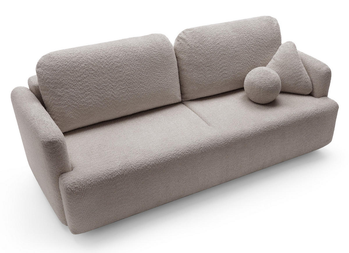SCHLAFSOFA Lambina Dunkelbeige Boucle - Schwarz/Mokka, Kunststoff/Textil (227/92/104cm) - Selsey