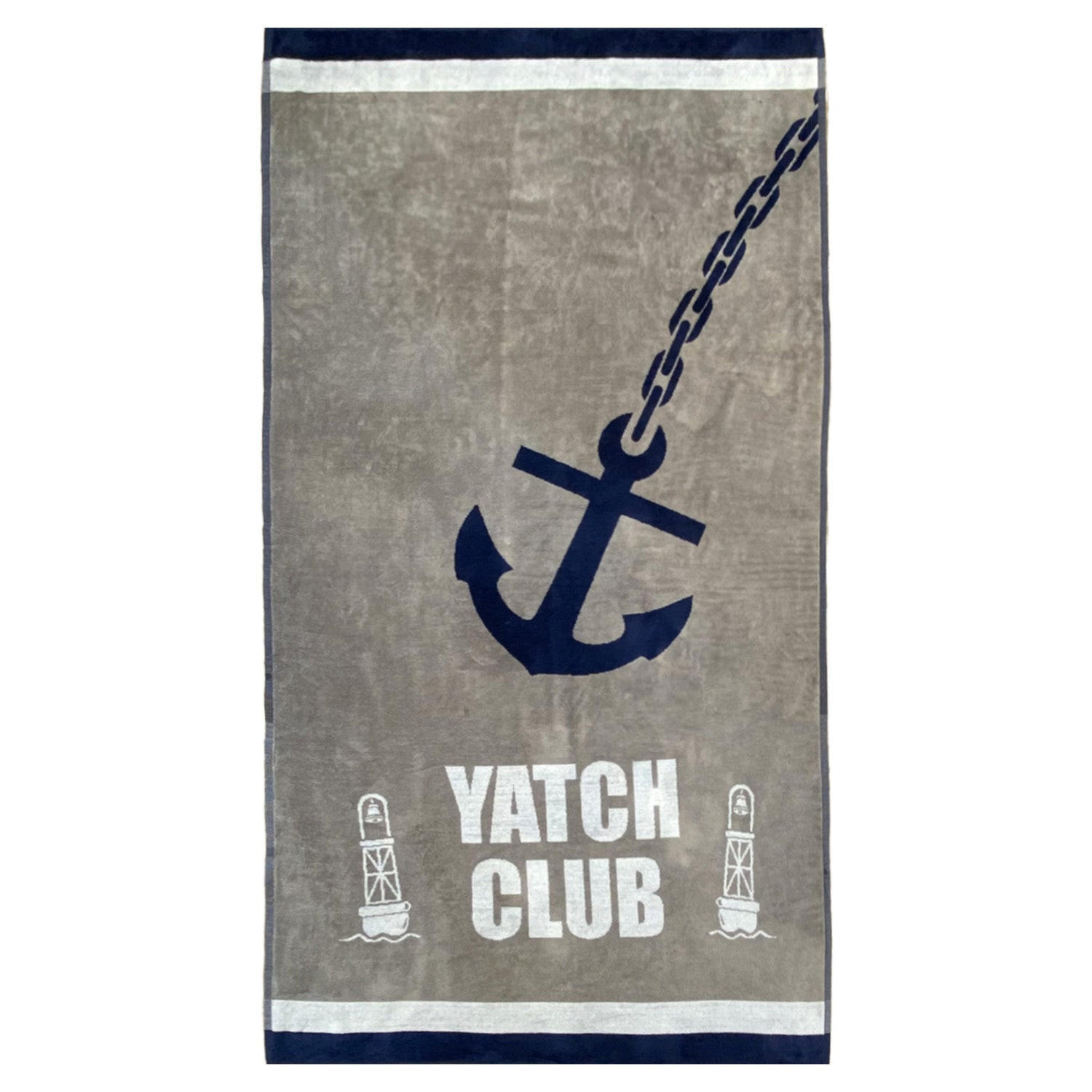 STRANDTUCH Frottee Samt Jacquard Grau 100x175 470g/m² - Yacht Club - Grau, Textil (95/175cm) - LE COMPTOIR DE LA PLAGE