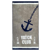STRANDTUCH Frottee Samt Jacquard Grau 100x175 470g/m² - Yacht Club - Grau, Textil (95/175cm) - LE COMPTOIR DE LA PLAGE