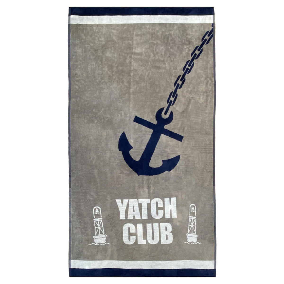 STRANDTUCH Frottee Samt Jacquard Grau 100x175 470g/m² - Yacht Club - Grau, Textil (95/175cm) - LE COMPTOIR DE LA PLAGE