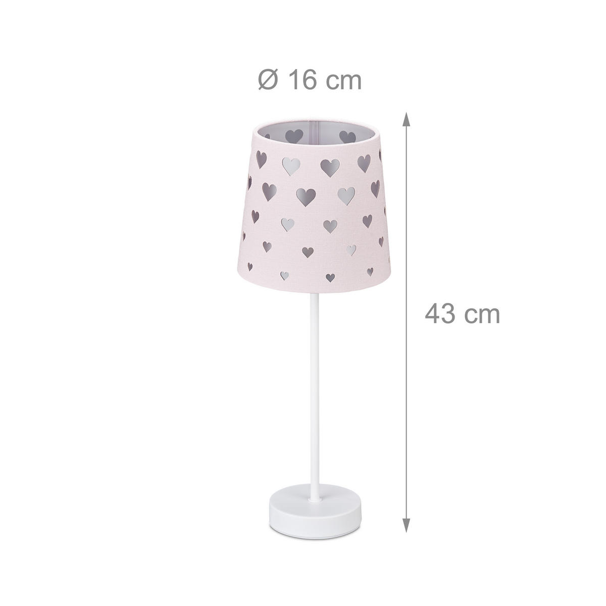 NACHTTISCHLAMPE Kinder - Rosa, Kunststoff/Textil (16/16/43cm) - Relaxdays