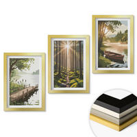 WANDBILDER 3er Set - 20x30 cm Goldrahmen - Landschaft aus Wald, See und Boot - Goldfarben, Kunststoff (20/30cm) - ArtPrintCave