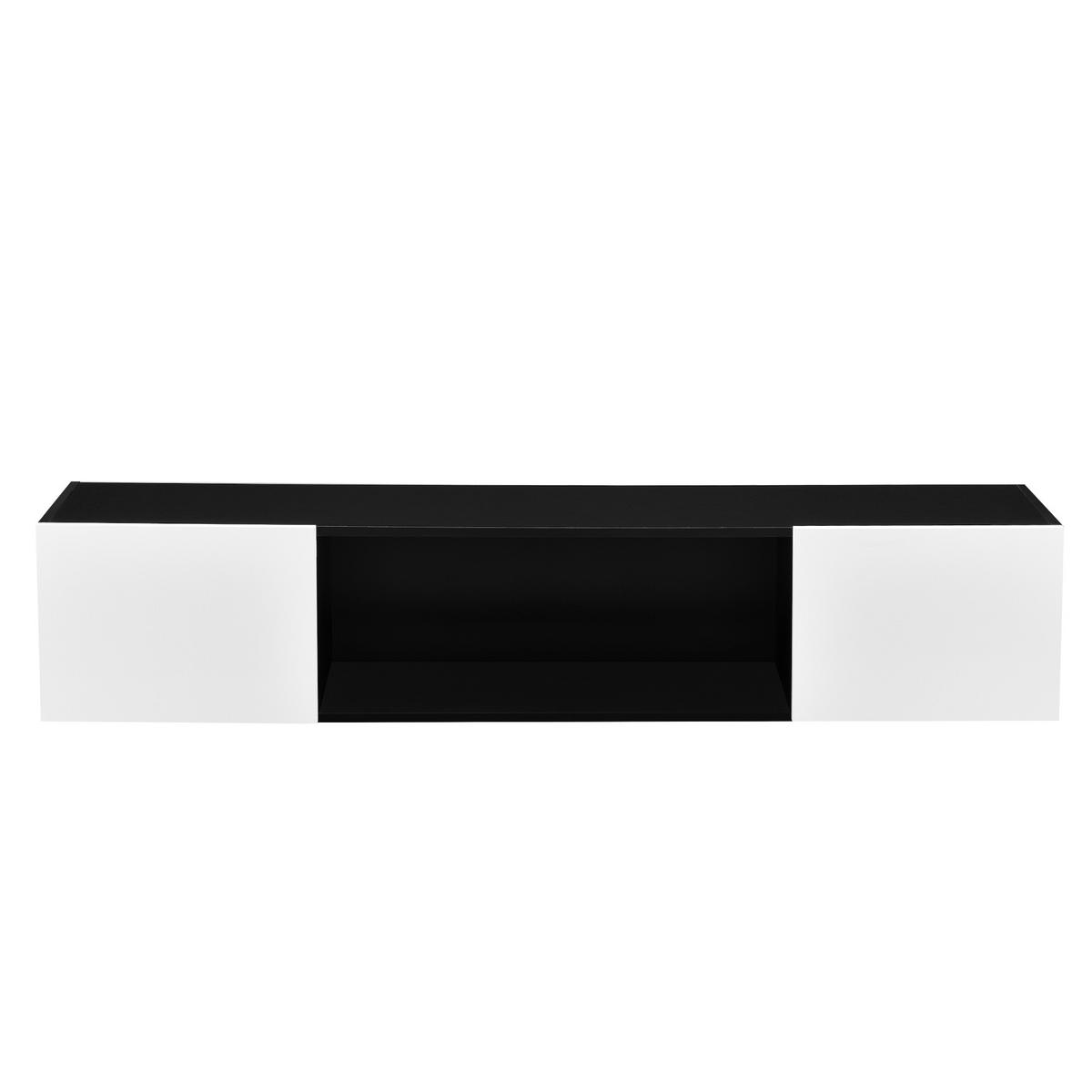 HÄNGELOWBOARD Thabong - Weiß Hochglanz/Schwarz, Holzwerkstoff (150/30/30cm) - [en.casa]