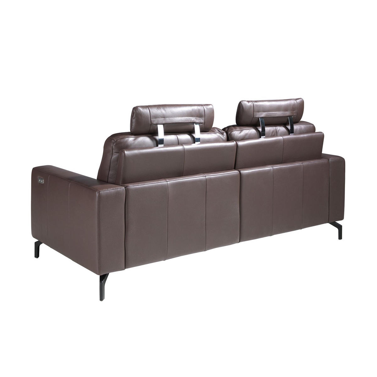 SOFA 3-Sitzer-Relax aus schokoladenbraunem Leder 206/98/89 cm - Dunkelbraun/Schwarz, Leder/Metall (206/89/98cm) - ANGEL CERDA