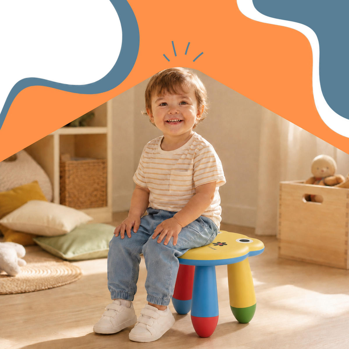 STOLIČKA Barevná dětská žába plastová výška sedu 26 cm - různobarevná, plast (28/26/30cm) - Relaxdays