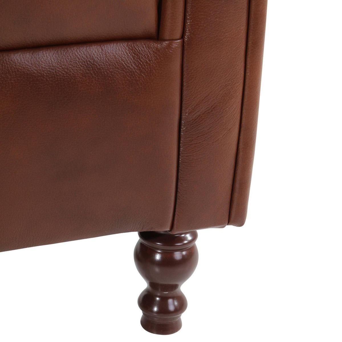 OHRENBACKENSESSEL Katreen Bezug Wischleder Buche nussbaum dunkel / braun - Braun, Leder (91/101/90cm) - 58aufmkessel