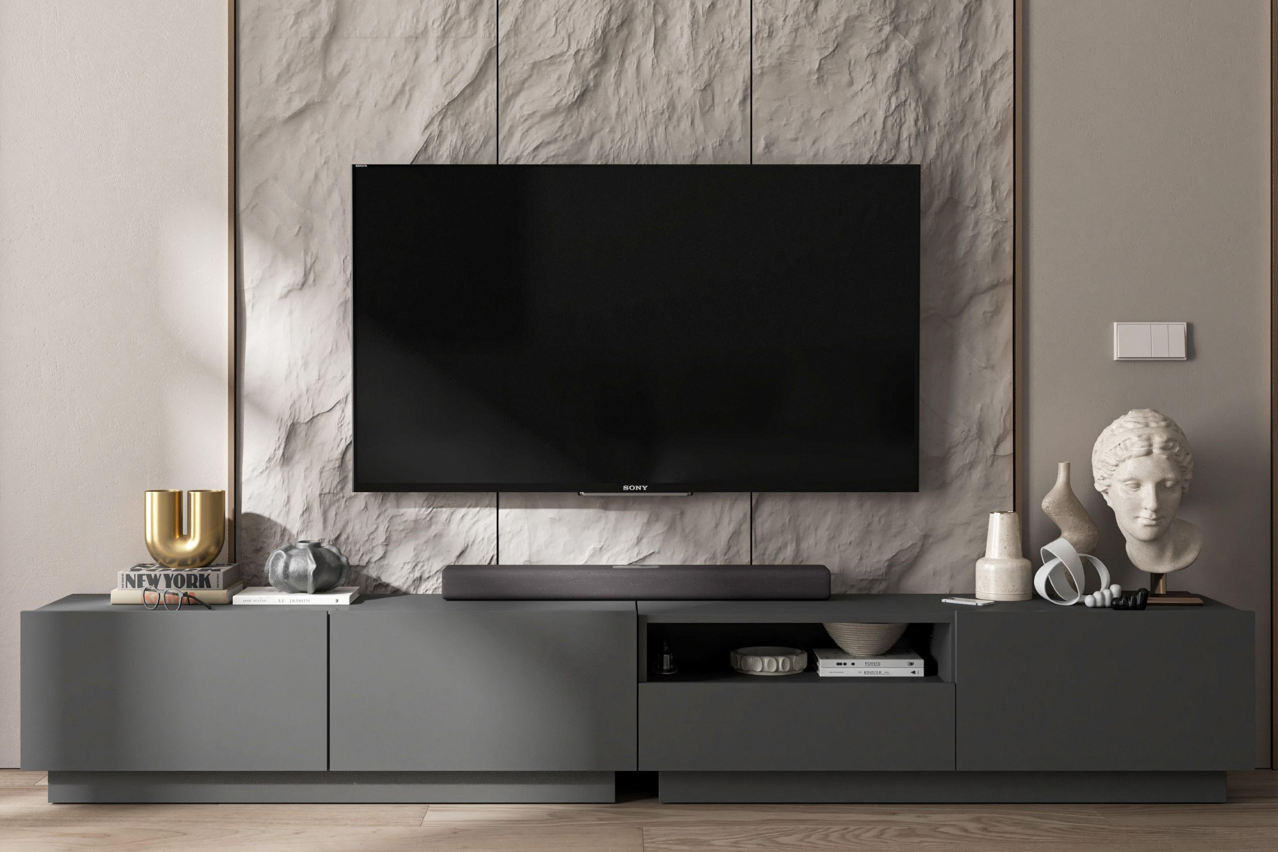 TV-LOWBOARD 2-er Set Enjoy Graphit Matt Loft Schublade 120 cm - Grau, Holzwerkstoff (240/37/35cm) - Meble Lindner