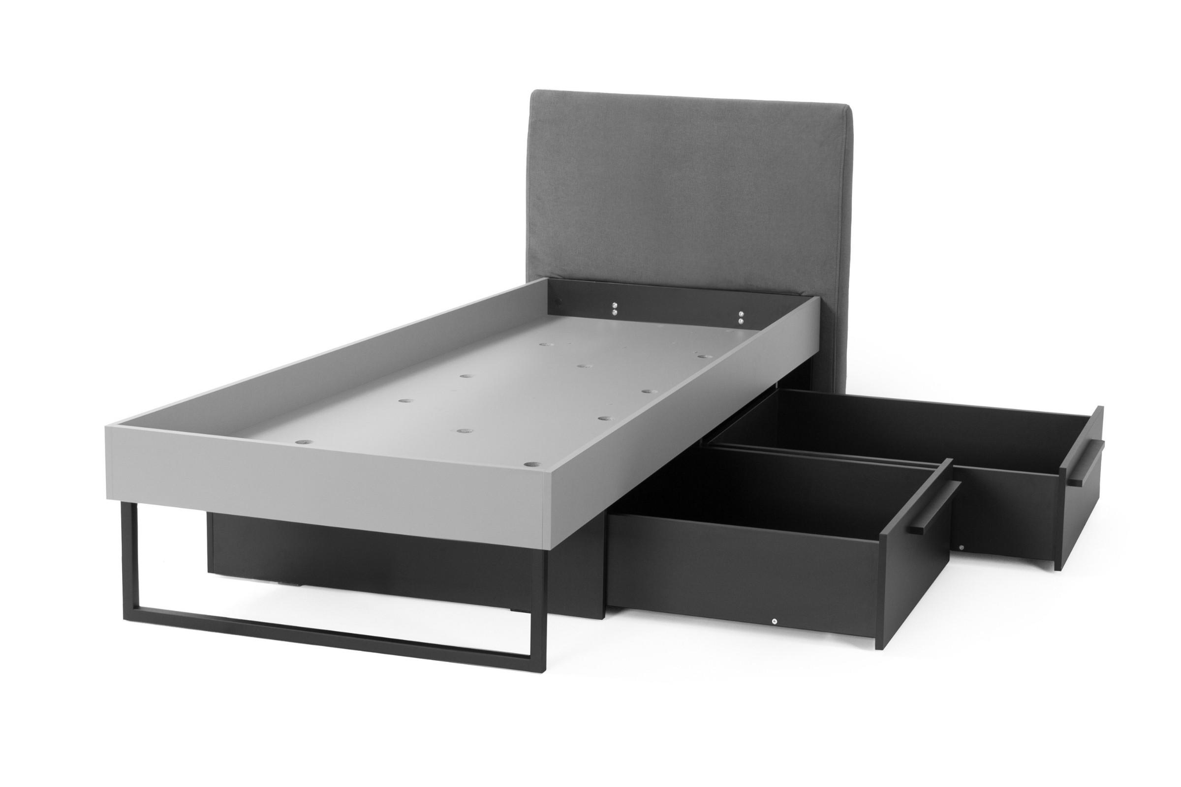 JUGENDBETT SORENTO 12 90/200 in Eukalyptus/Baltic Düne Eiche/Schwarzer Onyx - Eukalyptusholzfarben/Eichefarben, Holzwerkstoff (90/200cm) - Deine Möbel 24