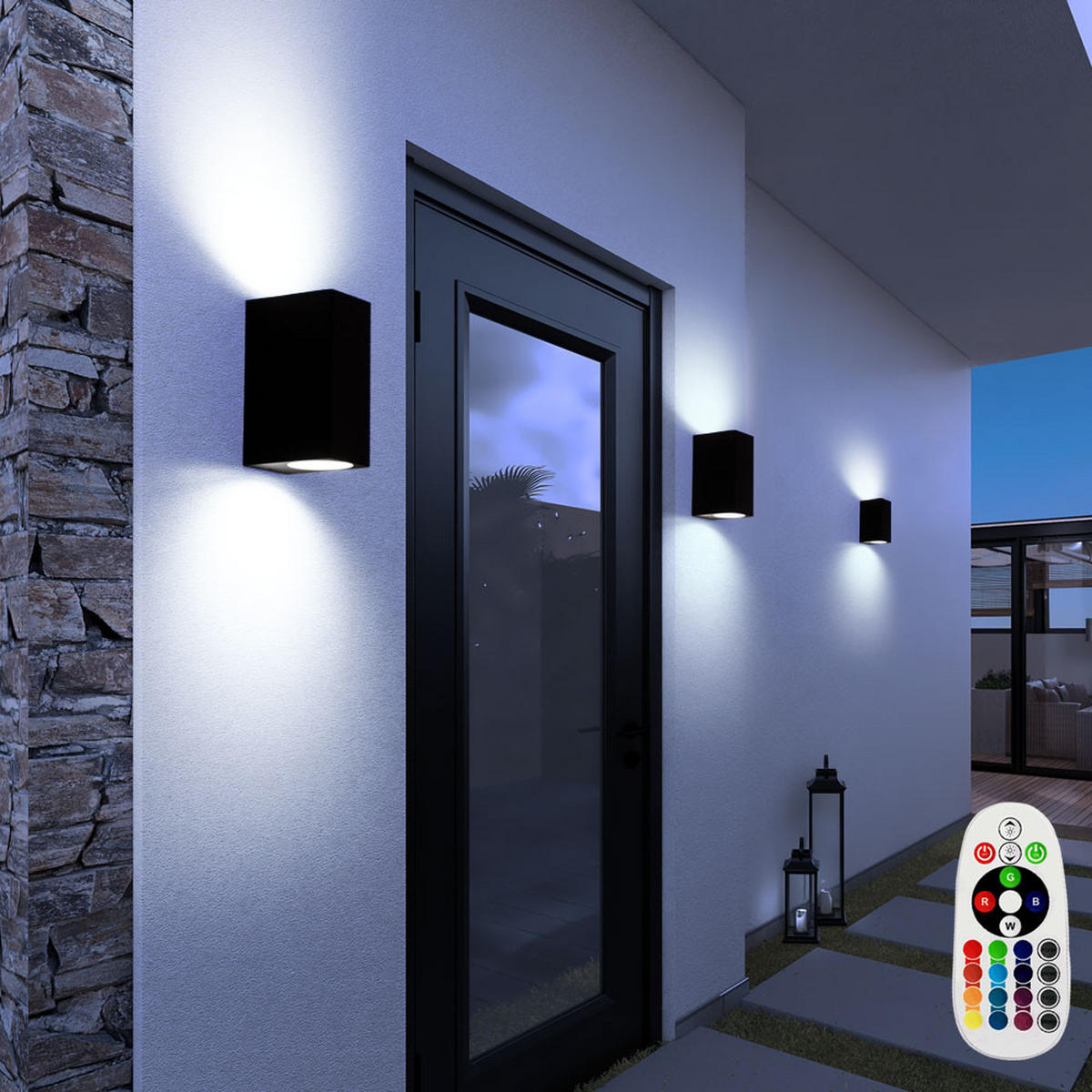 LED AUSSEN-WANDLEUCHTE Aluminium Schwarz - Schwarz, Metall (6.8/15/9.2cm)