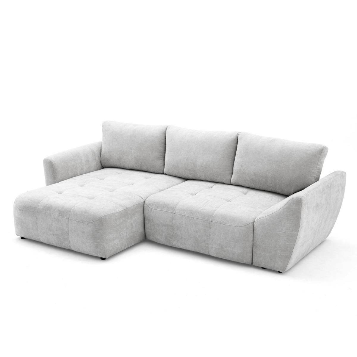 ECKSOFA NICE L Links mit Schlaffunktion 137x204 Chenille Hellgrau - Hellgrau/Schwarz, Holz/Textil (260/165cm) - Muffo