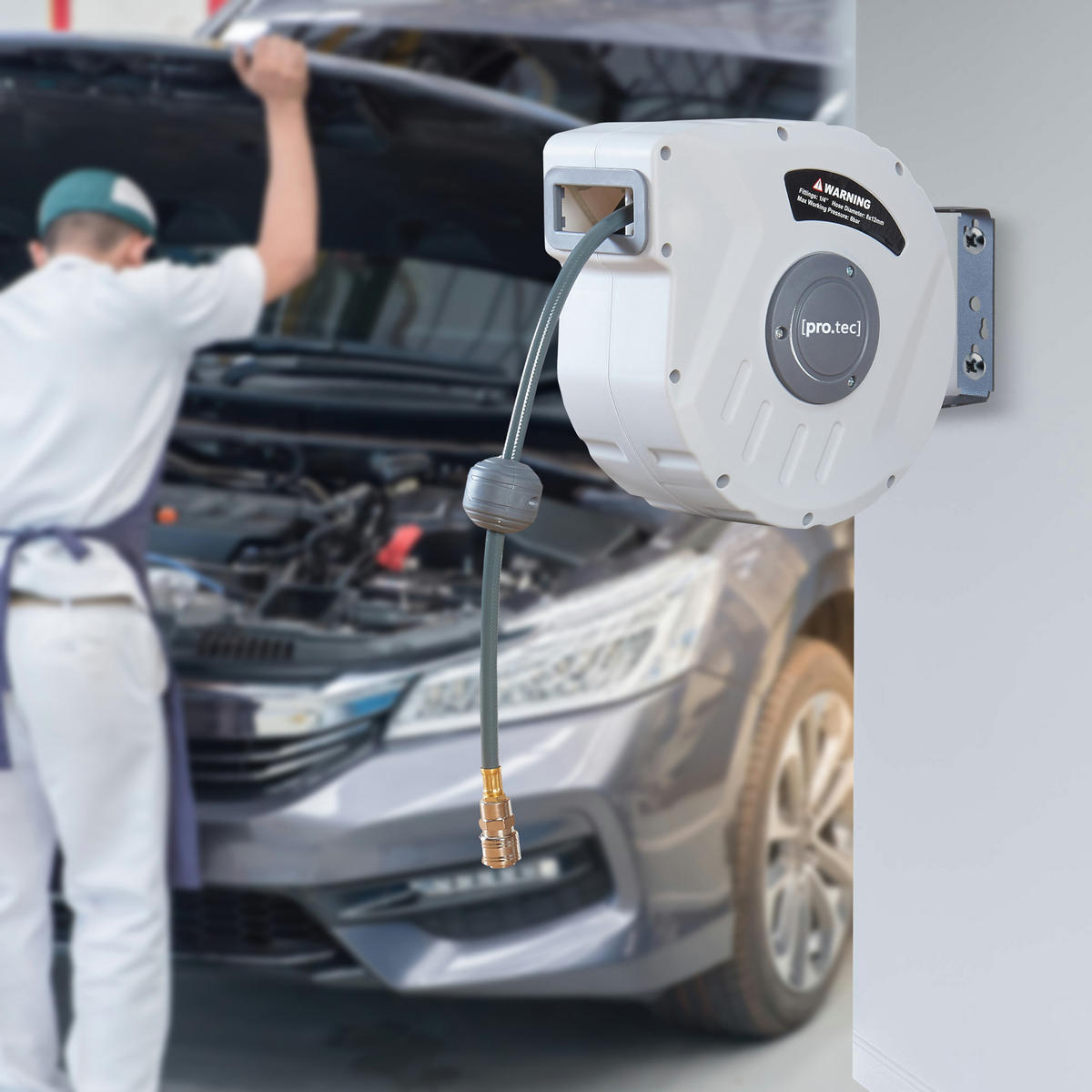 DRUCKLUFTSCHLAUCH-AUFROLLER Nassau - Weiß/Grau, Kunststoff (15.5/27.5/34cm) - pro.tec