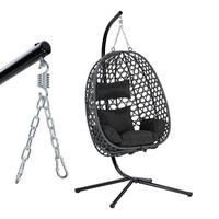 HÄNGESESSEL mit Ständer Kissen Kopfstütze Schaukelstuhl - Schwarz, Metall (105/195/105cm) - Kaket