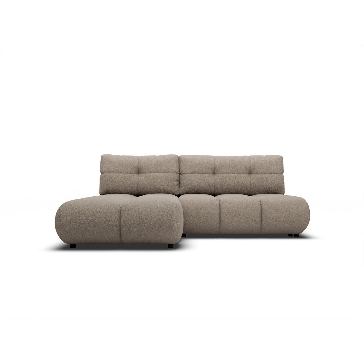 ECKSOFA CORSO L-S Grau Boucle-Stoff mit Schlaffunktion - Grau, Holz (230/177cm) - MASSENO