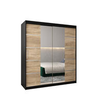 SCHWEBETÜRENSCHRANK 200/180/62 2-türig - Silberfarben/Schwarz, Holz/Kunststoff (180/200/62cm) - Abiks Möbel