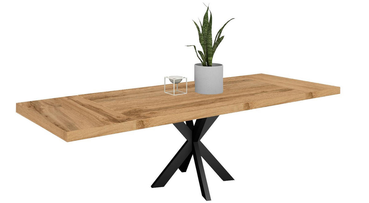 ESSTISCH Elgin 1 175-275x80x100 Holzwerkstoff Schwarz/Wotan Eiche - Eiche Wotan/Schwarz, Holzwerkstoff (175/100/80cm) - 58aufmkessel