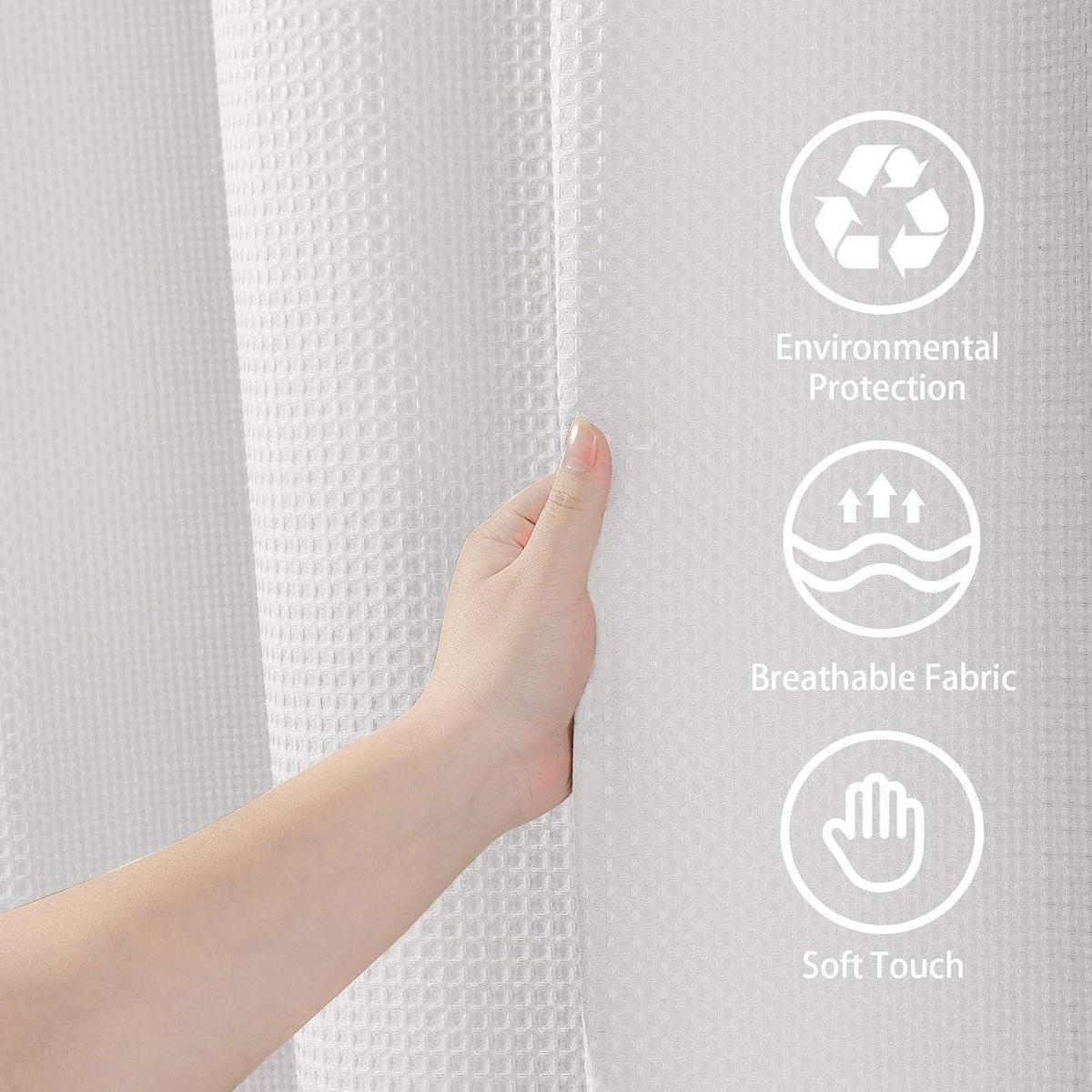 DUSCHVORHANG Waffelstoff Weiß 182 x 182 cm - Weiß, Textil (182/182cm)