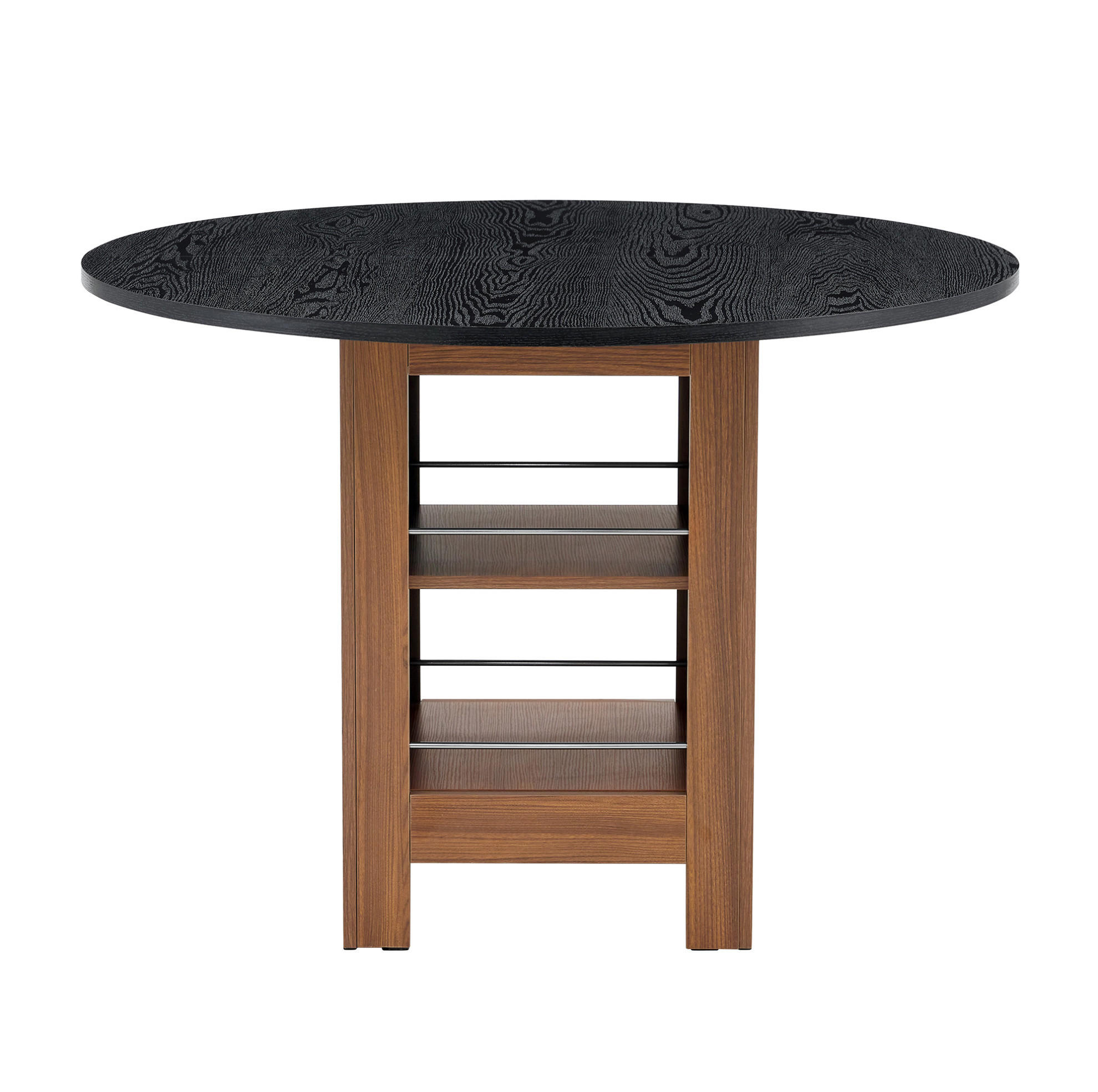 ESSTISCH 100/100/76 cm walnussfarben schwarz aus MDF mit offenen Stauraumfächern - Schwarz, Holzwerkstoff (100/100/76cm) - OKWISH