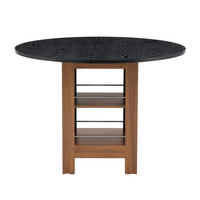 JÍDELNÍ stůl 100/100/76 cm ořechová/černá z MDF s úložnými policemi - černá, kompozitní dřevo (100/100/76cm) - OKWISH