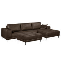 ECKSOFA mit Ottomane - Antiklederlook - Braun, Textil (282/167cm) - home24