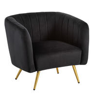 LOUNGESESSEL Samt Schwarz mit Metallgestell und Armlehnen - Goldfarben/Schwarz, Textil/Metall (60/72/85cm) - KADIMA DESIGN