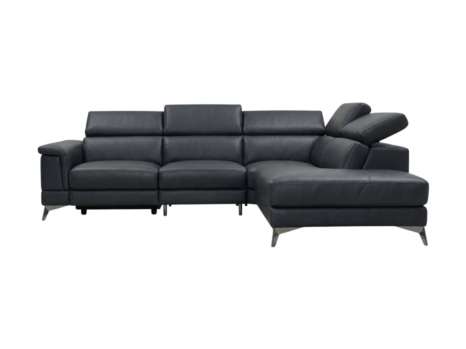 ECKSOFA Planet Echtleder Schwarz - Schwarz, Leder/Metall (256/232cm)