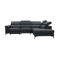ECKSOFA Planet Echtleder Schwarz - Schwarz, Leder/Metall (256/232cm)