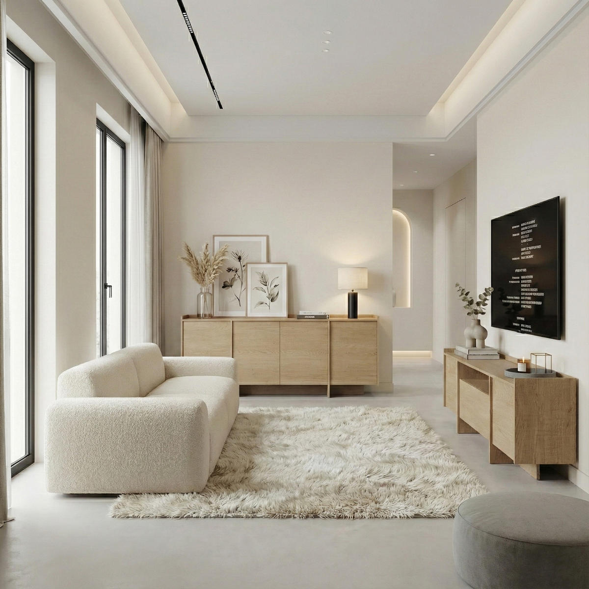 KOMMODE Juni + Lowboard im Japandi Stil, 200 cm, eiche Cremona - Eichefarben, Holzwerkstoff (200/90/38cm) - Beautysofa