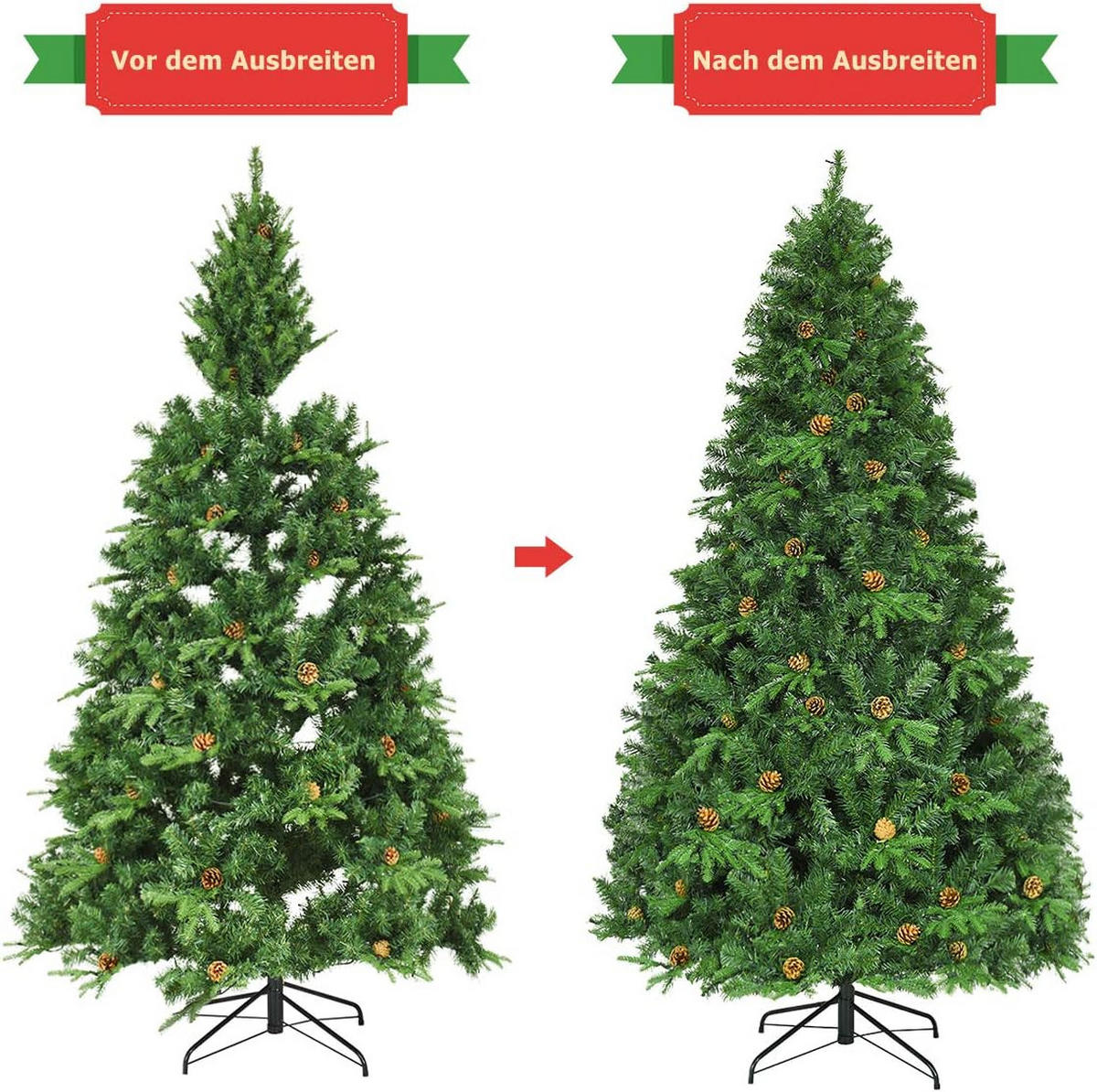 WEIHNACHTSBAUM Grün - Grün, Kunststoff (225cm) - COSTWAY