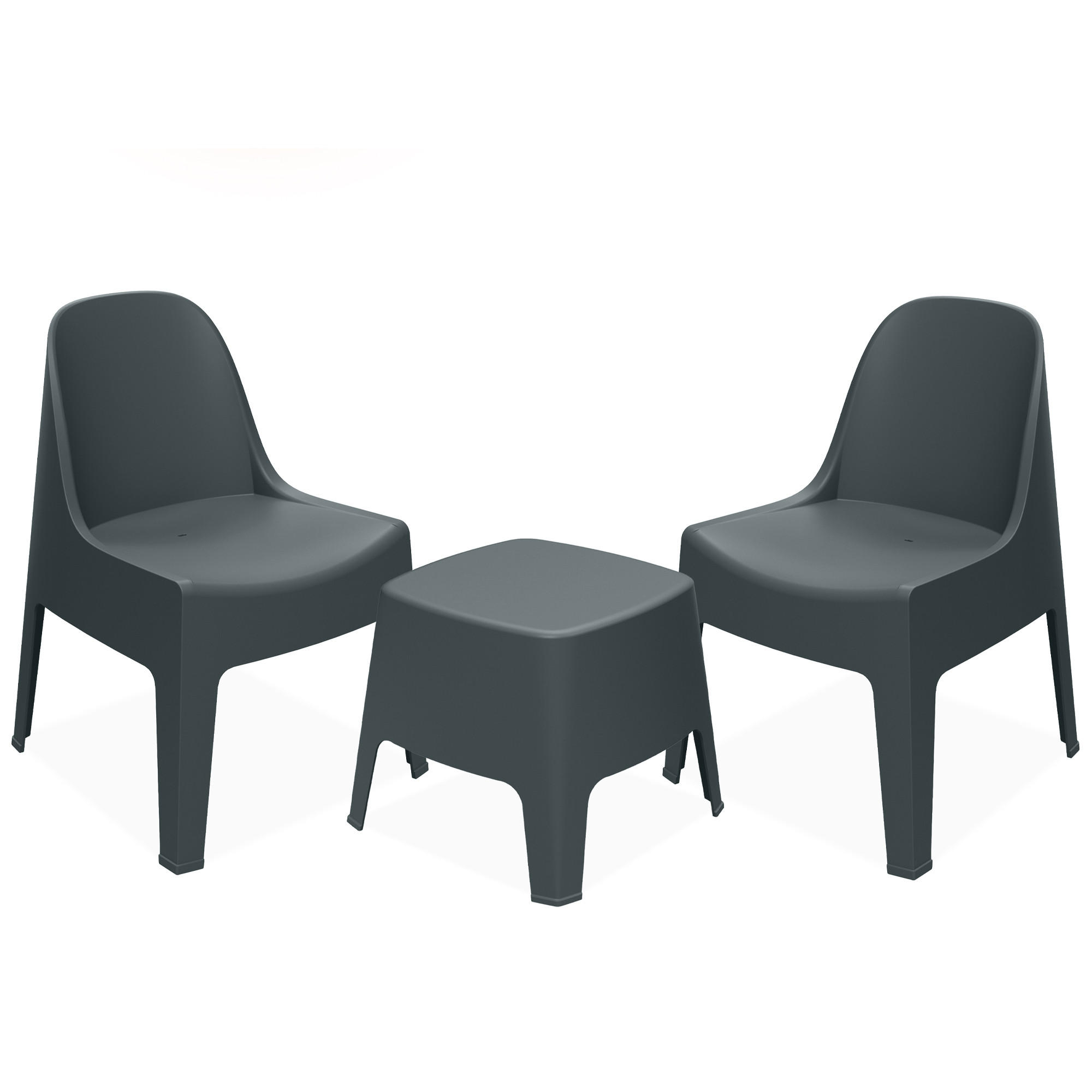 GARTENMÖBEL-SET MALUS, 3-tlg - Anthrazit, Kunststoff - KONSIMO®