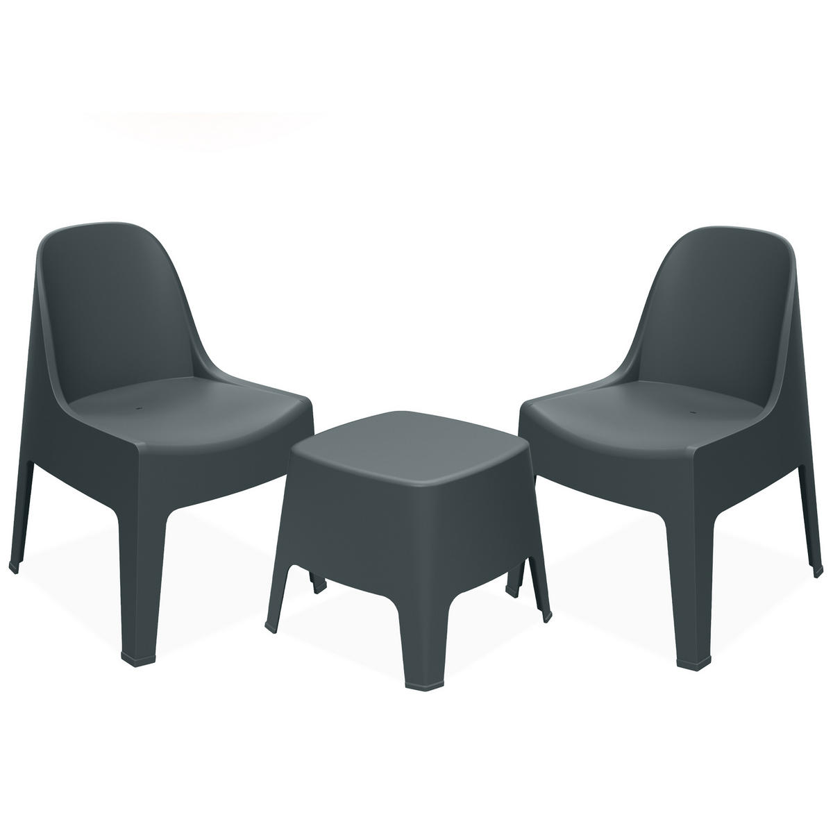 GARTENMÖBEL-SET MALUS, 3-tlg - Anthrazit, Kunststoff - KONSIMO®