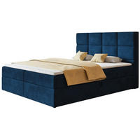 BOXSPRINGBETT Roma mit 2 Bettkästen, Polsterbett Maße: 180x200, Farbe: Dunkelblau, Velourstoff, Doppelbett mit Bonell-Matratze - AlpiMeble - Dunkelblau, Holz/Kunststoff (180/200cm) - Alpi-Möbel