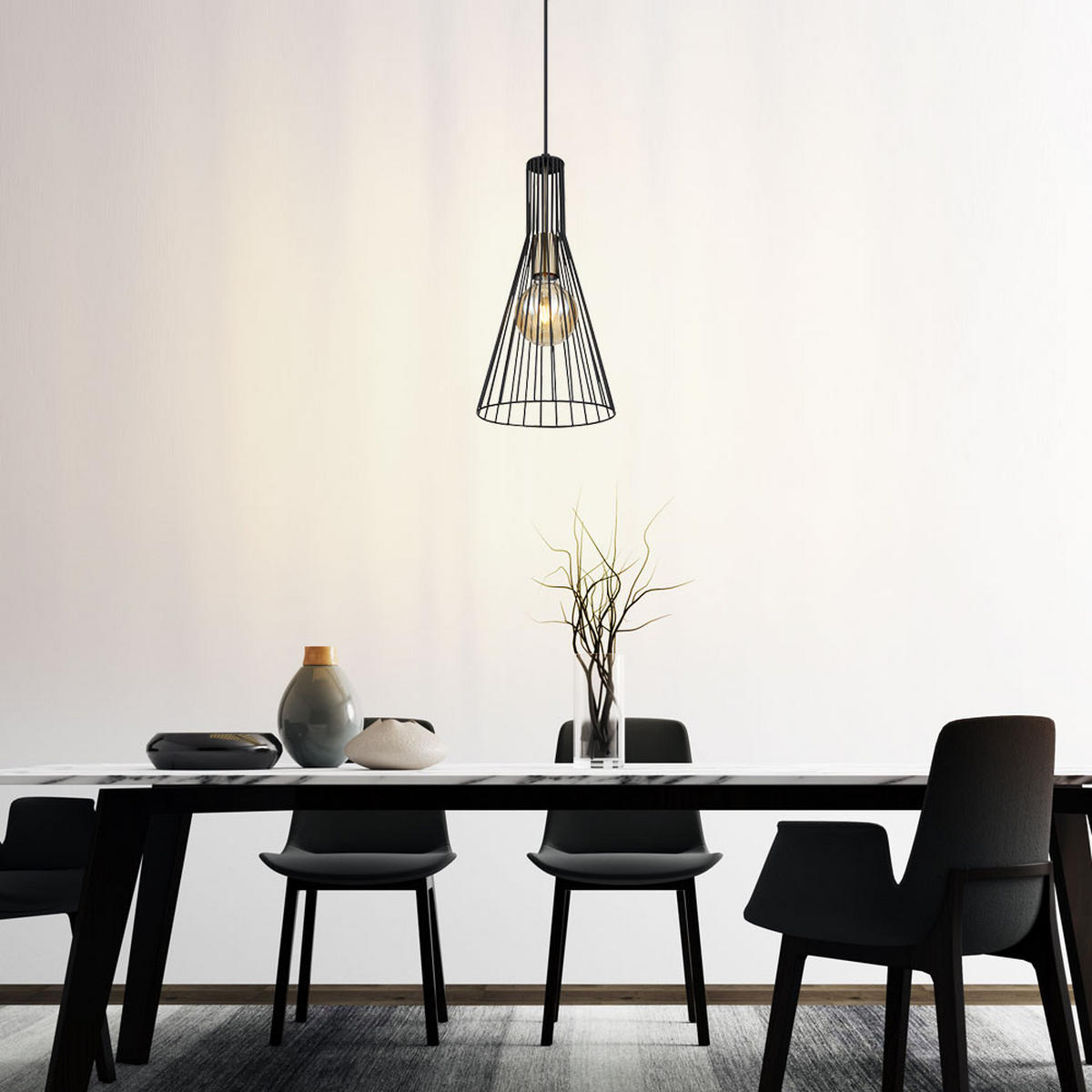 LED HÄNGELEUCHTE Metall Schwarz altmessing - Schwarz, Metall (20/20/120cm) - Globo Lighting