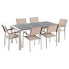 GARTENMÖBEL SET 6-Sitzer Naturstein schwarz geflammt beige Grosseto - Beige/Silberfarben, Metall - Beliani