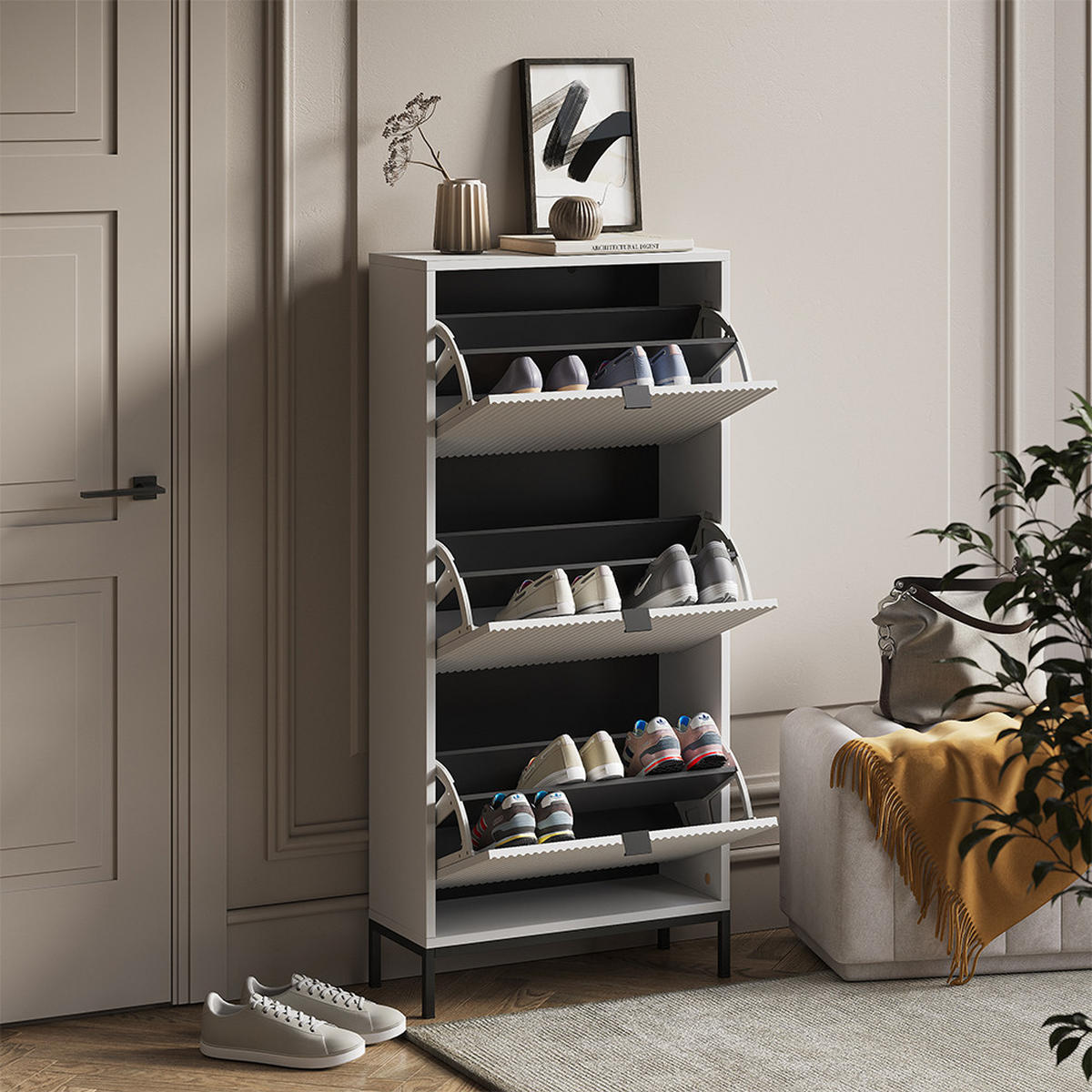 BOTNÍK NA BOTY Eliza Bílá - bílá, kompozitní dřevo (60/130/24cm) - Vicco