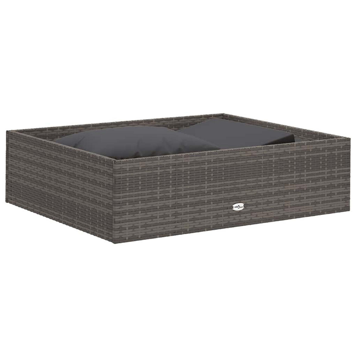 LOUNGEGARNITUR mit Auflagen und Kissenbox, aus Poly Rattan, Grau, 2-teiliges Set - Grau, Kunststoff/Textil - vidaXL