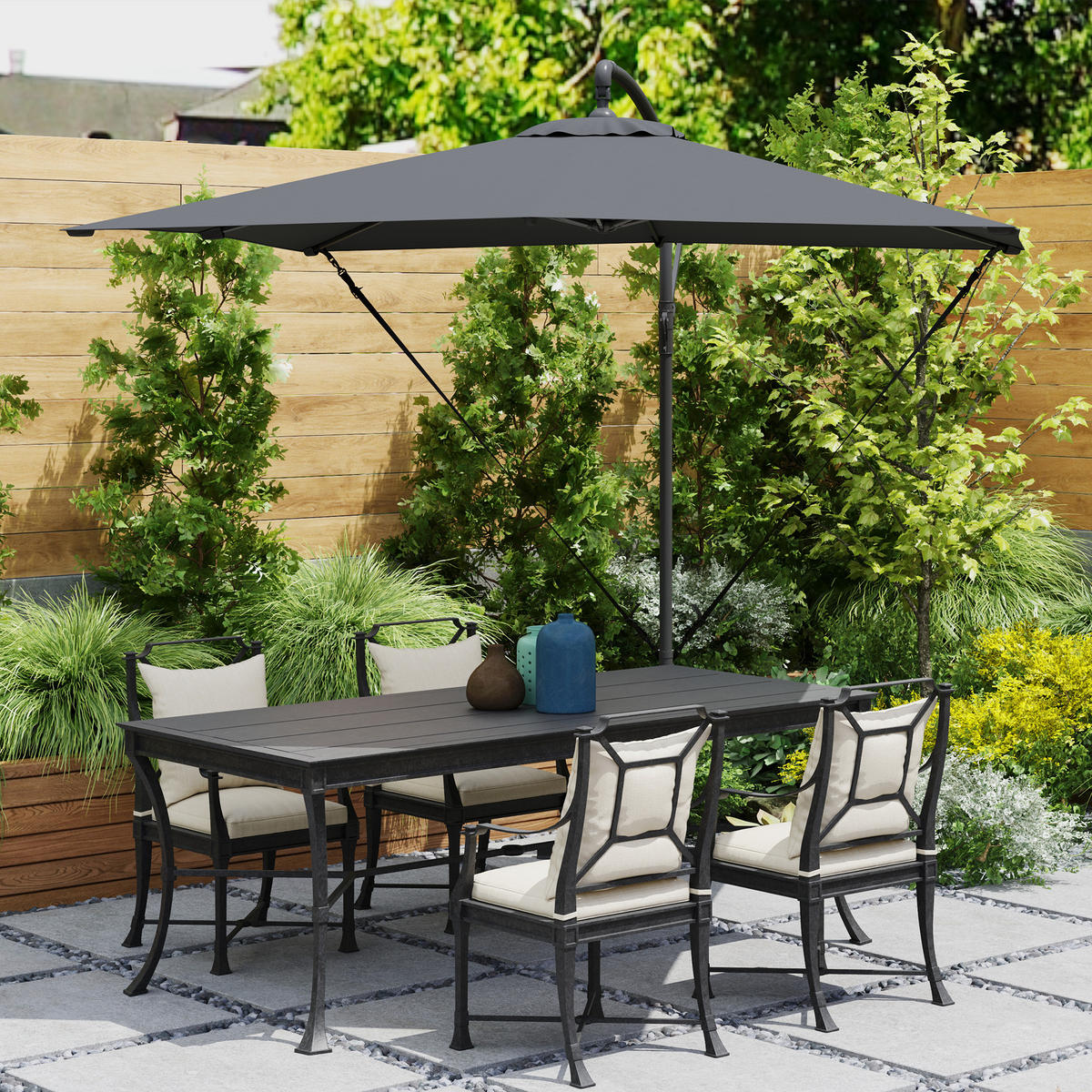 AMPELSCHIRM 250/250 cm DE-11604 Dunkelgrau - Dunkelgrau, Metall (247/247cm) - ComfortXL