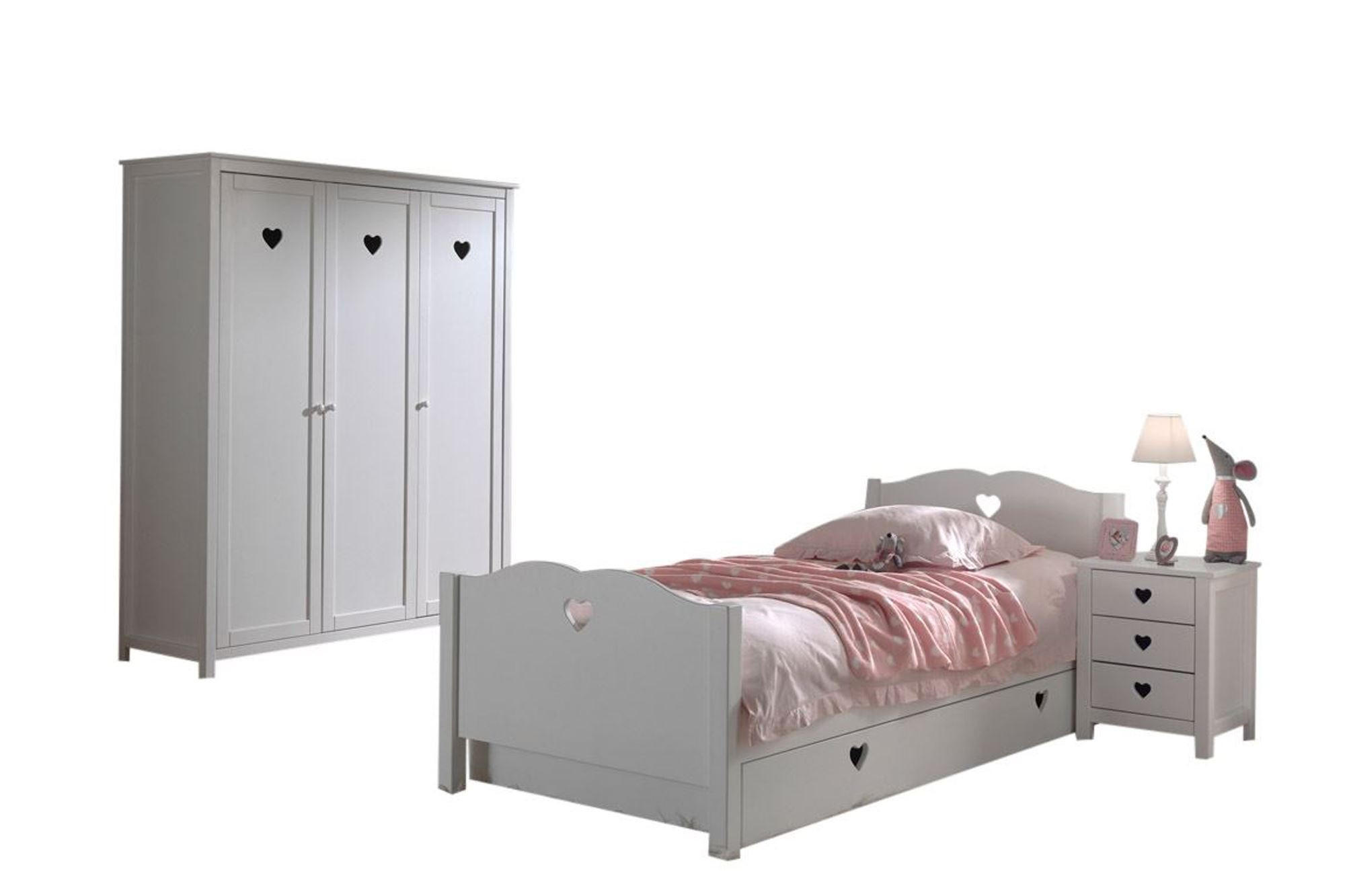 KINDERZIMMER Kamila 9 weiß aus MDF mit Bett, Schrank und Nachtkonsole - Weiß Hochglanz, Holzwerkstoff (380/80/180cm) - 58aufmkessel