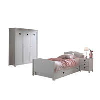 KINDERZIMMER Kamila 9 weiß aus MDF mit Bett, Schrank und Nachtkonsole - Weiß Hochglanz, Holzwerkstoff (380/80/180cm) - 58aufmkessel