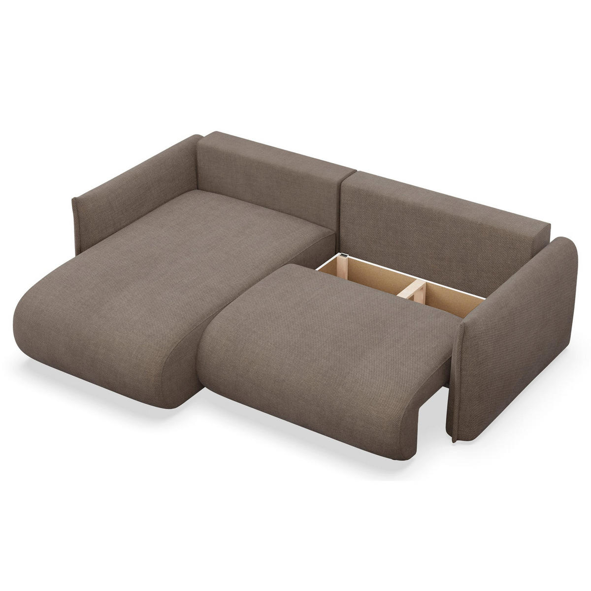 ROHOVÁ SEDAČKA Cushi světle hnědá žinylka - černá/světle hnědá, textil/plast (252/183cm) - Selsey