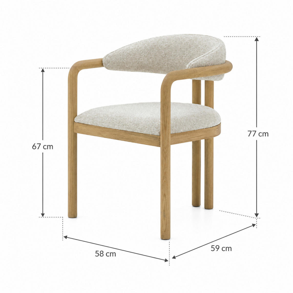 ESSZIMMERSTUHL Nature beiger Sitz - Beige, Holz (58/77/59cm) - WOODEK