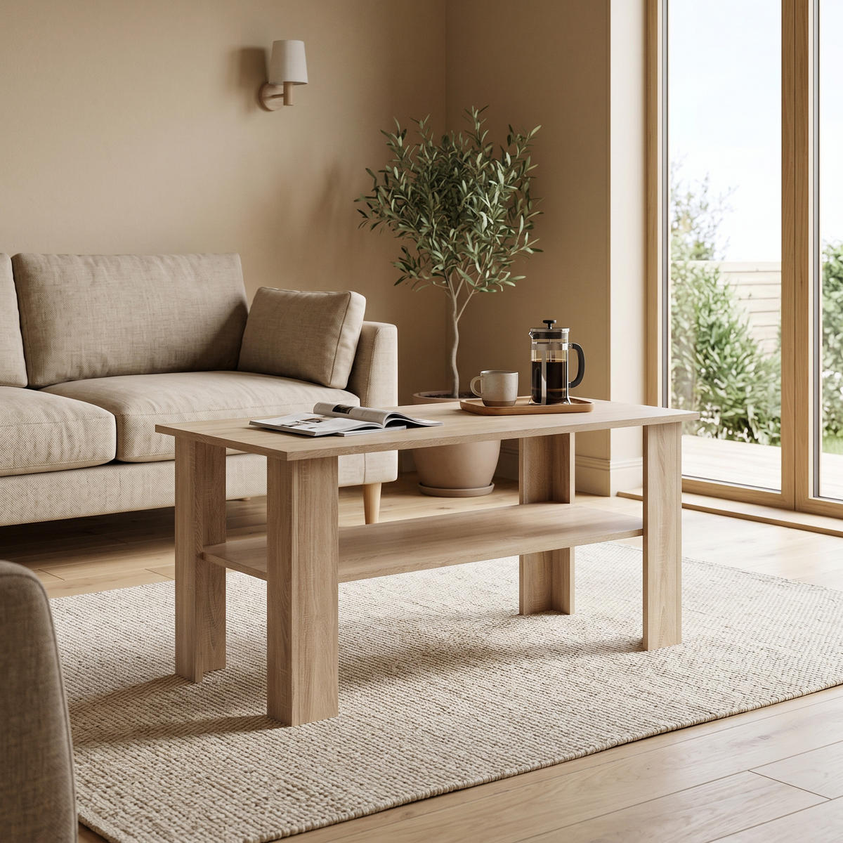 COUCHTISCH ALBANO 100 cm Sonoma Eiche - Sonoma Eiche, Holzwerkstoff (55/100/58cm) - MASSENO
