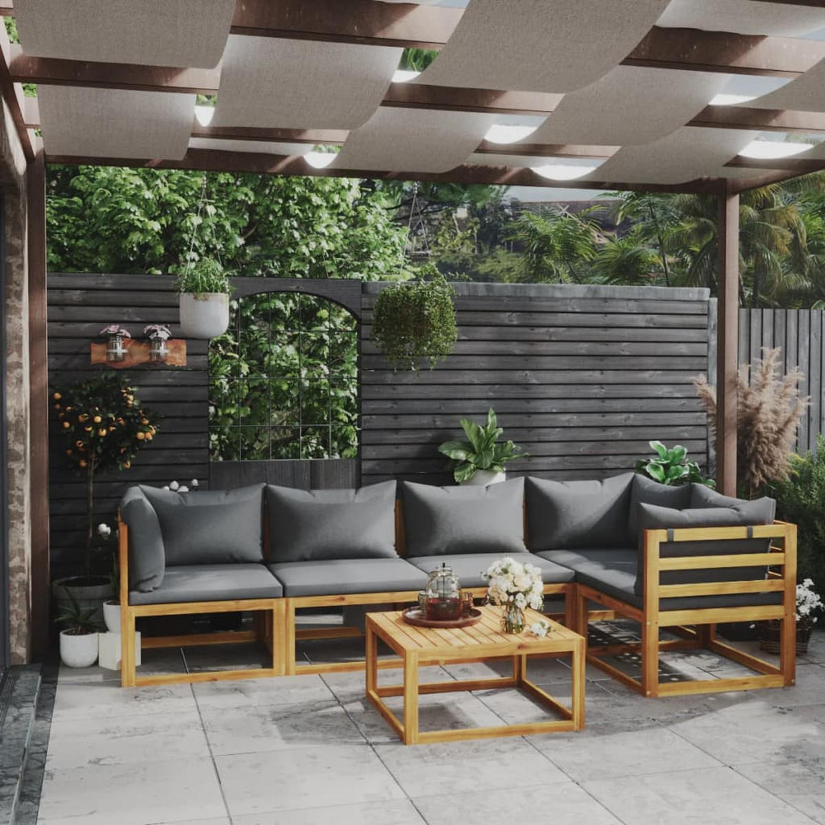 GARTENSET Reichardt 6-teilig - Grau, Holzwerkstoff - Nettlife