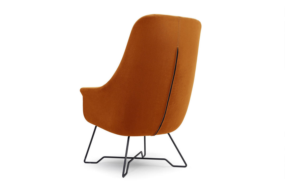 SESSEL SEDUTA, Modern Polstersessel Loungesessel, Velours-Stoff Orange - Orange, Holz/Metall (72.5/101.5/83cm) - MASSENO