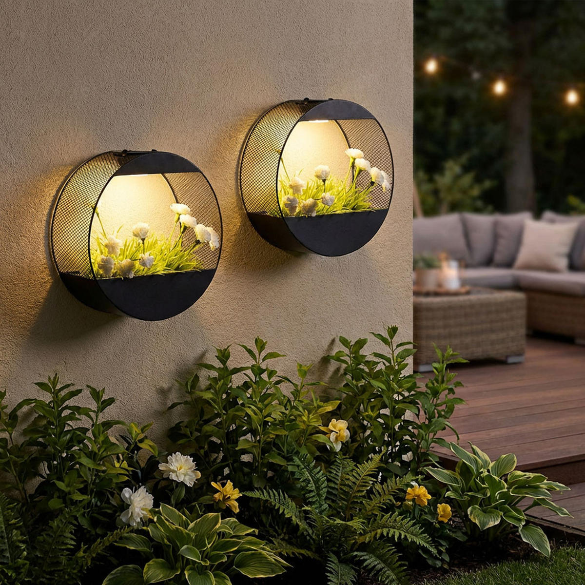AUSSEN-WANDLEUCHTE LED Solar Metall Schwarz Pflanzgefäß - Schwarz, Metall (12/25/25cm)