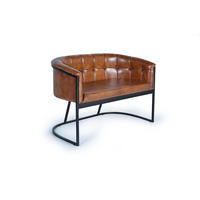 SESSEL aus Leder und Metall - Braun, Fell (73/80/115cm) - Giner y Colomer