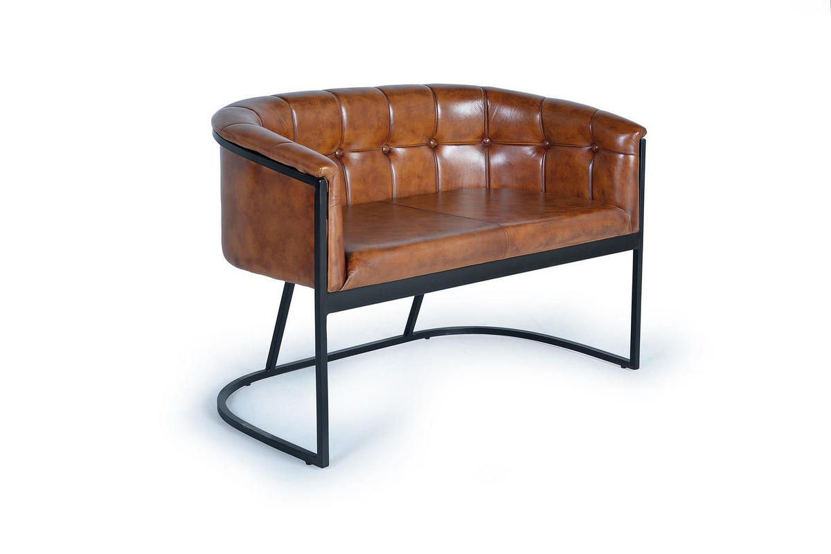 SESSEL aus Leder und Metall - Braun, Fell (73/80/115cm) - Giner y Colomer