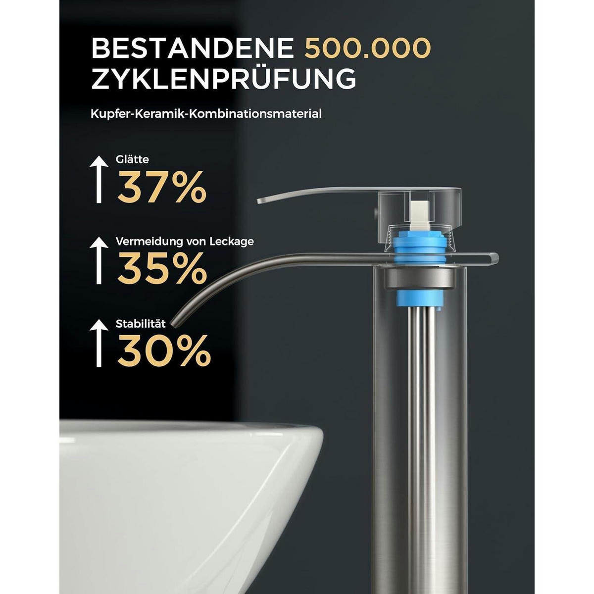 WASCHTISCHARMATUR Wasserfall gebürstet 220 mm - Silberfarben, Metall (16.5/17/29.5cm)
