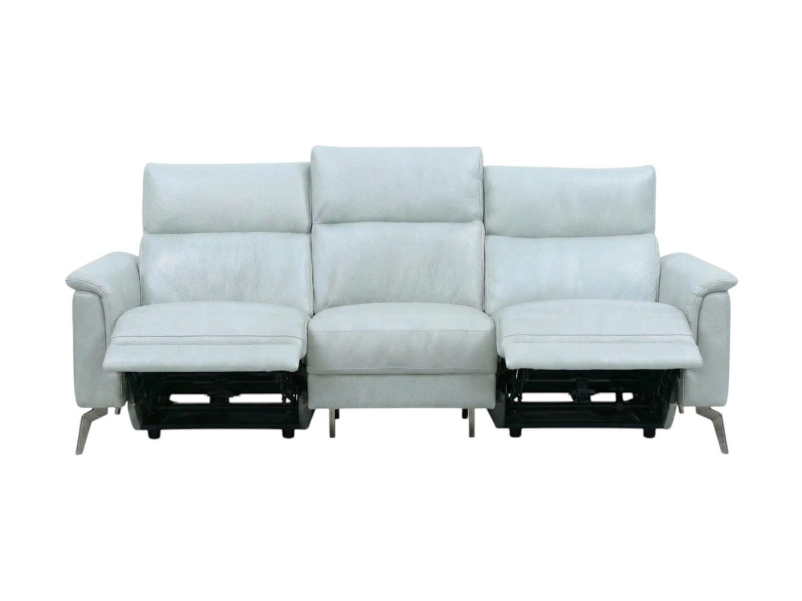 3-SITZER Sofa Borea Echtleder mit 2 x Relaxfunktion Weiß - Weiß, Leder/Metall (220/102/98cm)